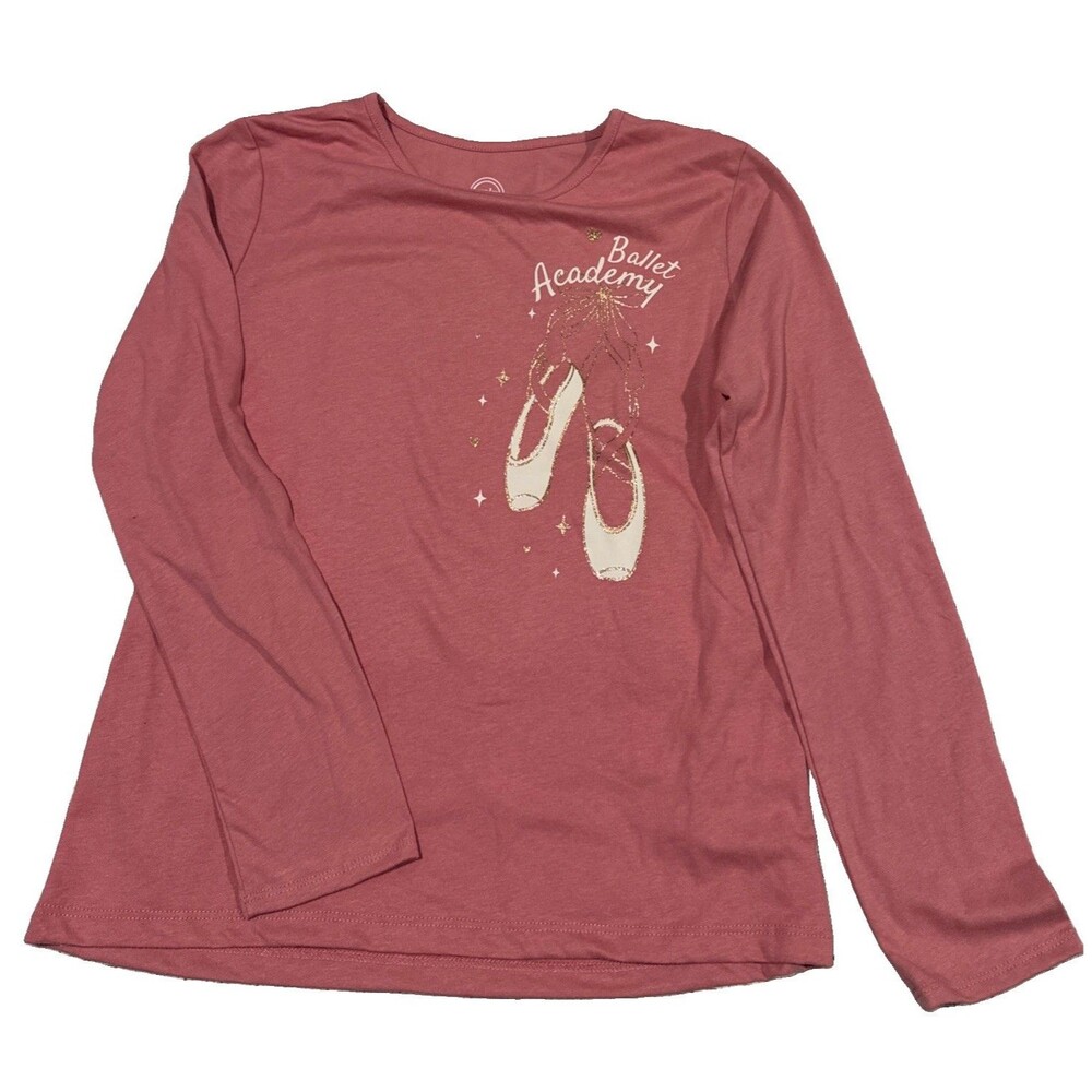 Wonder Nation Kids Girls Ballet Academy Glitter Long Sleeve Shirt Pink Size 10